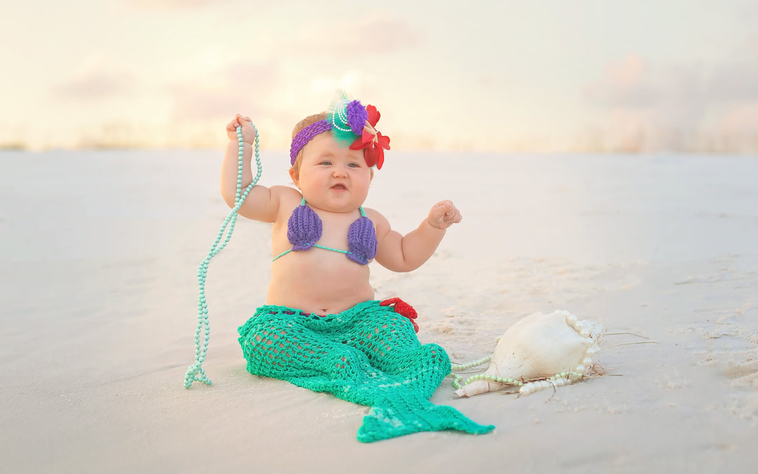 beach baby, baby mermaid, baby mermaid crochet, baby mermaid photoshoot, mermaid props for photoshoot, 30a photographer, santa rosa beach photographer 
