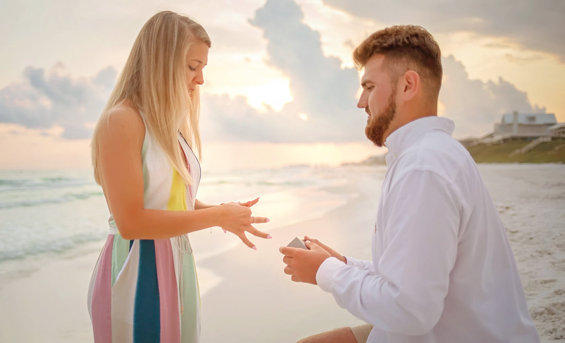 proposal on Destin beach by photographer Caitie Beth Nelson